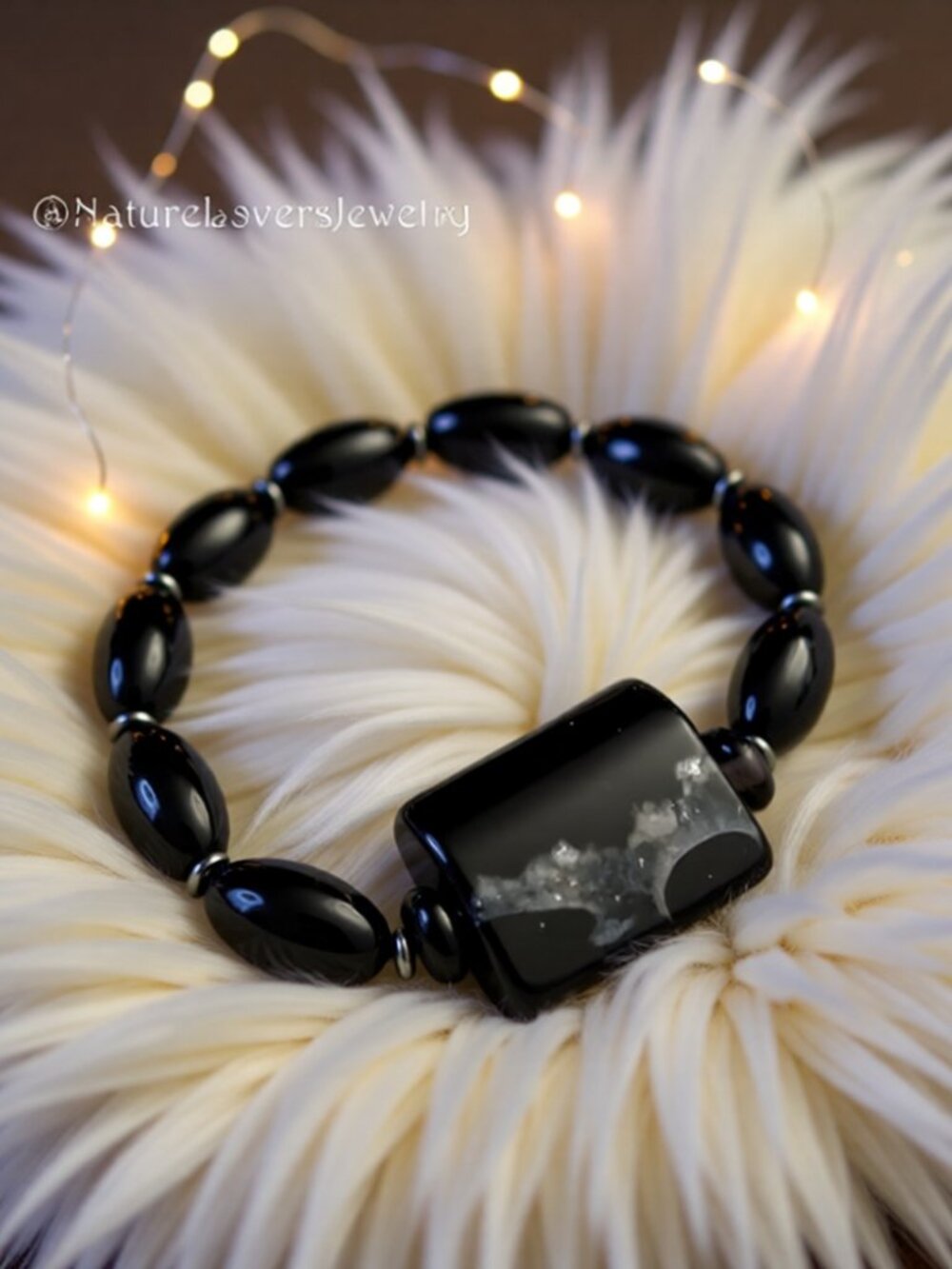 Psychic Shield Talisman: Massive Black Agate & Hematite Grounding Bracelet